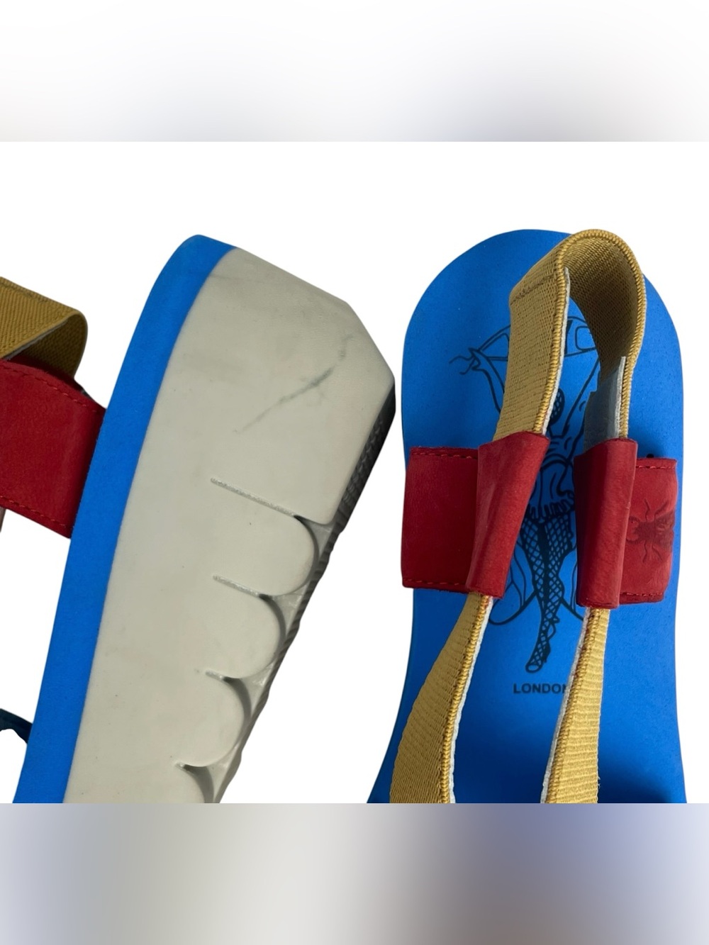 FLY London Sling-Back Sandals YABI922FLY LIPSTICK Red/Yellow/Blue 38 7.5-8 READ - Picture 2 of 15